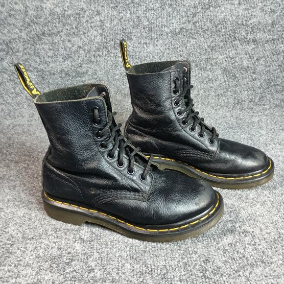 Dr Martens Boots Women Size 5 Black 1460 Pascal Leather Combat 8 Eyelet - Picture 1 of 8